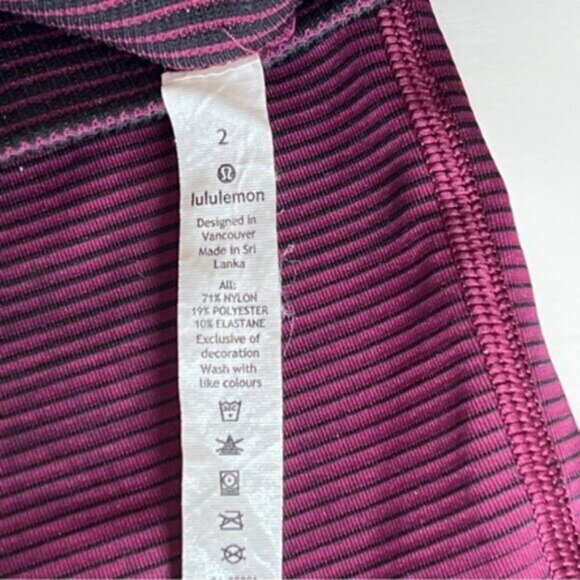 Lululemon   Bordeaux Stripe Womens Sz 2  Ebb to Train Tight - Picture 5 of 16